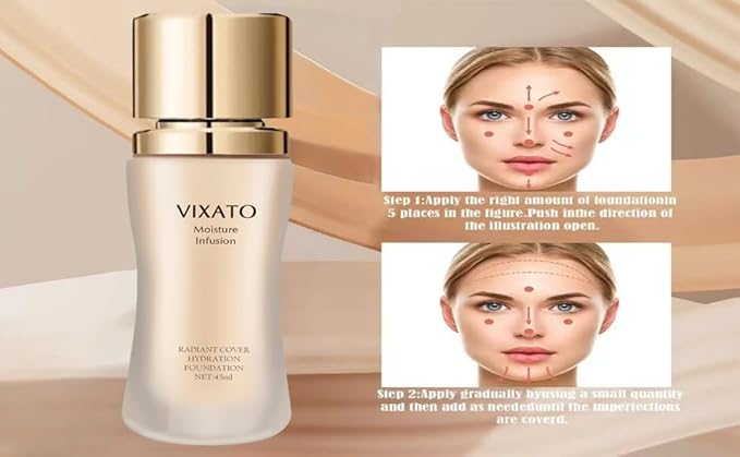 Cover Hydration Liquid Foundation Concealer, 45ML Moisture Liquid Flawless Makeup Cosmetic, Suitable for Most Bright/Neutral/Dark Skin