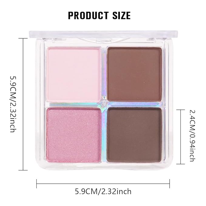 evpct Pink Powder Eyeshadow Quad Palette, Light Pink Rose Nude Chocolate Dark Brown Matte Glitter Shimmer Matte High Pigment Eye Shadow Palette Makeup for older Women, Smudge Proof Vegan Cruelty-free