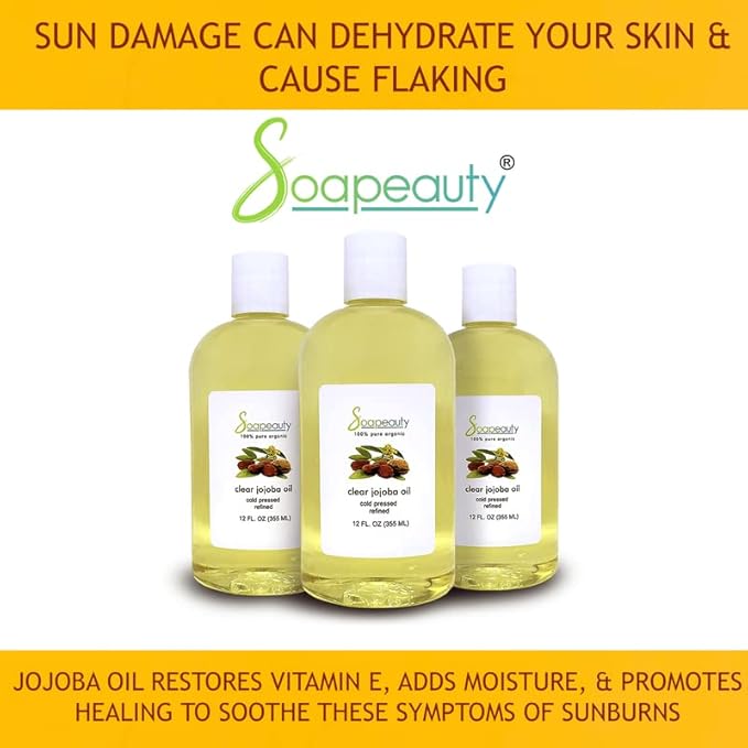 Soapeauty Clear Jojoba Oil | 100% Pure & Natural | Refined, Cold Pressed, Hexane Free | Moisturizing Oil for Skin, Face, Hair & Nails | 16 fl oz