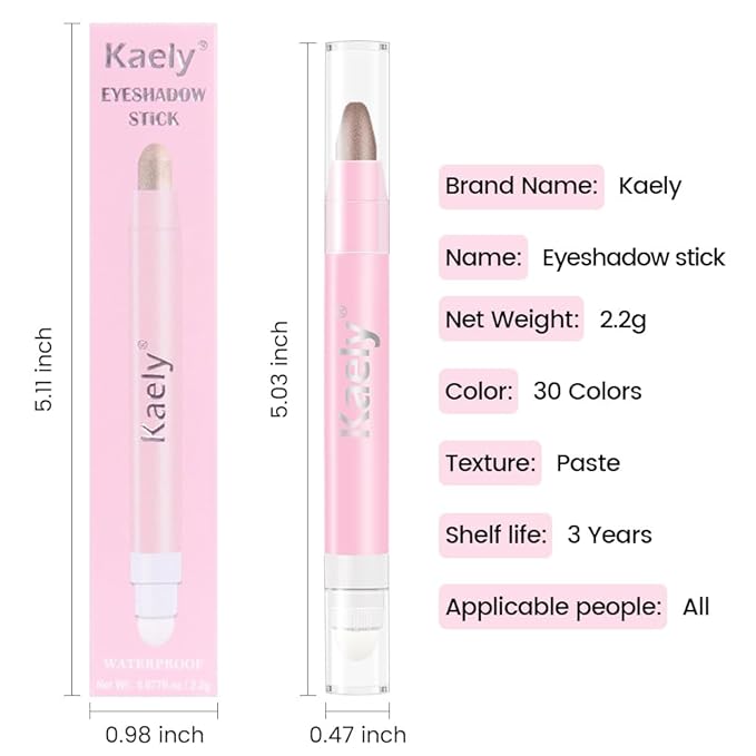 Kaely 2in1 Cream Eye Shadow Brightener Sticks for Eyes, Pencil Eyeshadow Applicator Stick Waterproof Pigmented, Eye Shadow Palette Highlighter Makeup, sombras para ojos, 19 Taupe Shimmer