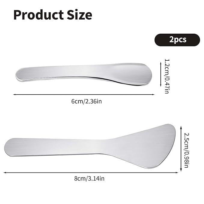 2Pcs Mini Metal Cosmetic Spatulas, Makeup Spatulas, Skincare Spatula, Cream Spatula, Beauty Accessories for Mixing and Sampling Plant Masks, Skin Care Creams, Eye Cream, Essences(Style 3)