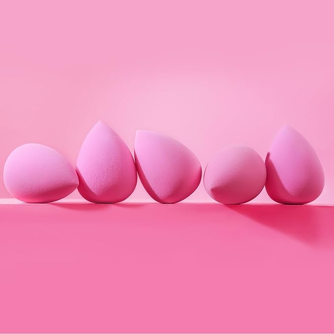 BEAKEY Latex-Free Blender Makeup Sponge for Blending, Pink Makeup Sponge Set, Soft Beauty Sponge, for Flawless Application of Liquid, Cream, and Powder Cosmetics