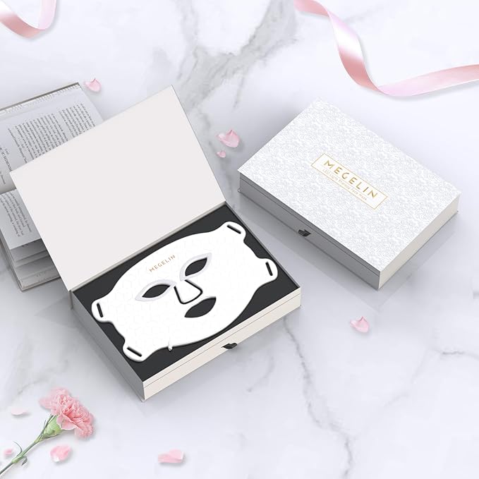 7 Colors Led Light Therapy Facial Mask, Face Light Therapy Mask for Face, Reduce Wrinkles Smooth Skin, Infrared Light Skin Rejuvenation(White)