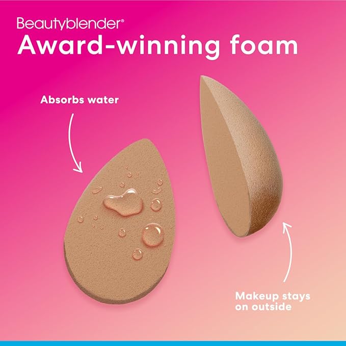 Beautyblender® | Nude Beige Beauty Blender Makeup Sponge, Super-Soft Foam Easily Blends Foundations, Powders & Creams, Made in USA, Reusable, Washable, Streak Free Application, Vegan, Cruelty Free