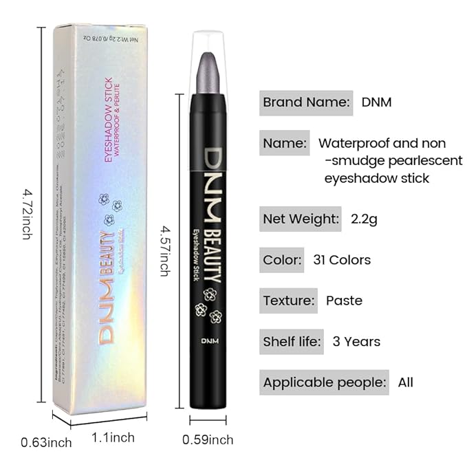 Kaely Cream Eye Shadow Sticks, Smoky Grey Shimmer Eyeliner Pencil Eyeshadow Palette Makeup, Eye Highlighter Brightener Stick for Older Women Waterproof Pigmented, sombras para ojos, New-58