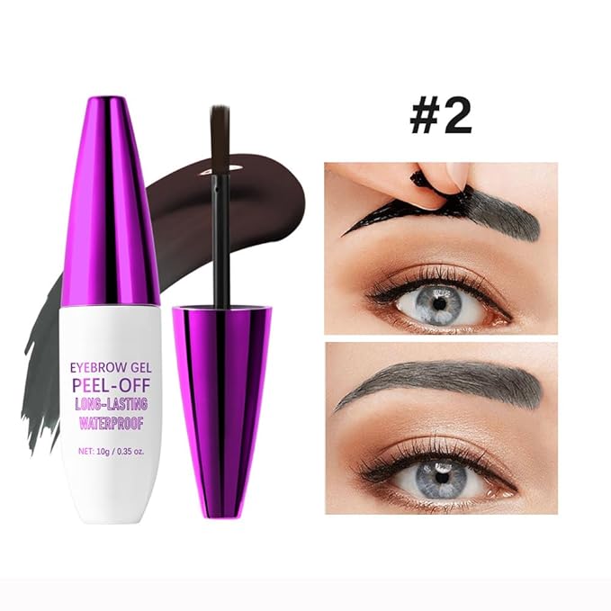 2Pcs Peel Off Eyebrow Tint Gel - Waterproof & Sweatproof All-Day Wear, Transfer-Resistant Tattoo Effect, All Skin Types + Mother’s Day Gift Set, 02#Brown