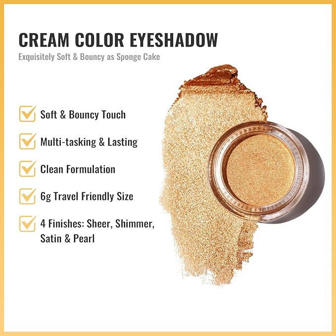 Oulac Cream Eyeshadow also for Highlighter Large Capacity Highly Pigmented Eye Shadow Waterproof &Long Lasting with Moisturizing Formula, Shimmer Glitter Eye Makeup. 6g.P05+17