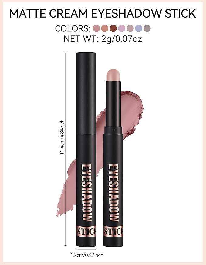 Erinde Waterproof Cream Eyeshadow Stick, Matte Nude Eye Shadow Sticks, Longwear Blendable High Pigmented, Neutral Eye Shadow Sticks for Older Eyes, Smokey Eyeshadow Pencil Crayon, 15 Mocha Matte