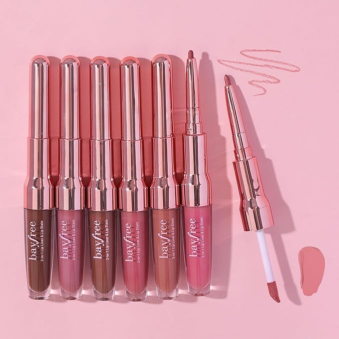 2-IN-1 Lip Liner and Lip Stain, High Pigmented Long Lasting Velvet Lip Tint, Well-Defined Lipliner, Weightless Waterproof Not Animal Tested, Matte Finish Makeup