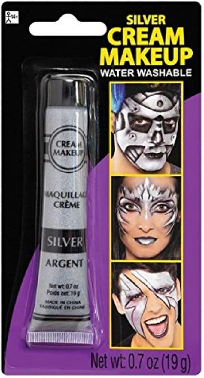 amscan Silver Metallic Cream Make Up - 0.7 Oz, 1 Pc