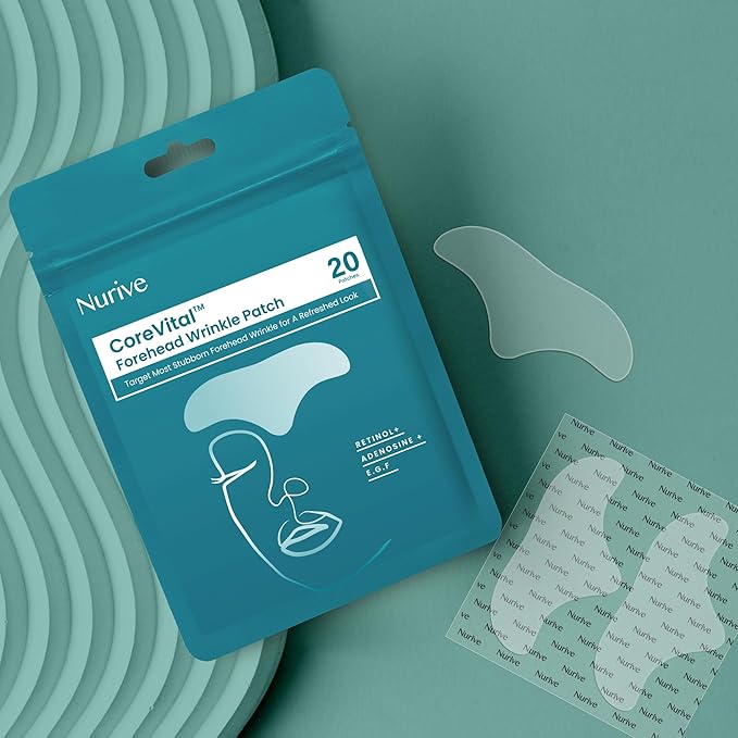 Advanced Wrinkle Patches 60ct Smile Line, Frown Line Wrinkle Patches for Facial Korean Skin Care Face Wrinkle Tape Invisible Overnight with Retinol & Collagen (Large (Forehead))