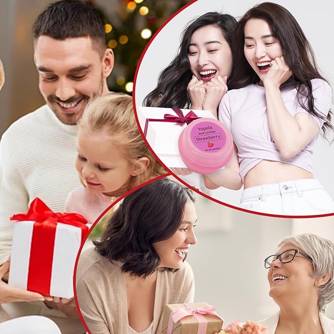 6 Pack Cute Lip Mask Sleeping Overnight for Dry Lips with Coconut Oil and Beeswax -Smoothing Hydrating Softening Plumoing Moisturizing with Small Lip Brush 6 Flavors 0.18 oz