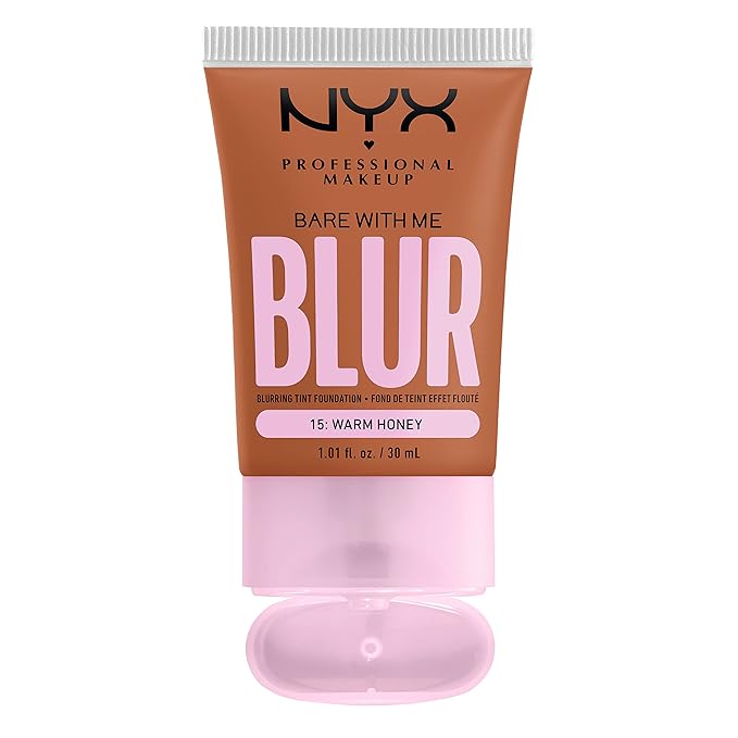 NYX PROFESSIONAL MAKEUP Bare With Me Blur Skin Tint Foundation Make Up with Matcha, Glycerin & Niacinamide - Warm Honey