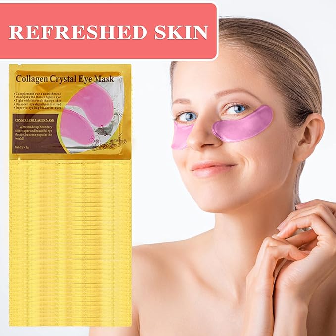 30 Pairs 24K Pink Under Eye Patches,Crystal Collagen Under Eye Mask,Puffy Eyes and Dark Circles Treatments,Moisturising&Hydrating Under Eye Patch Pads for Reducing Fine Lines Eye Bags(Pink)