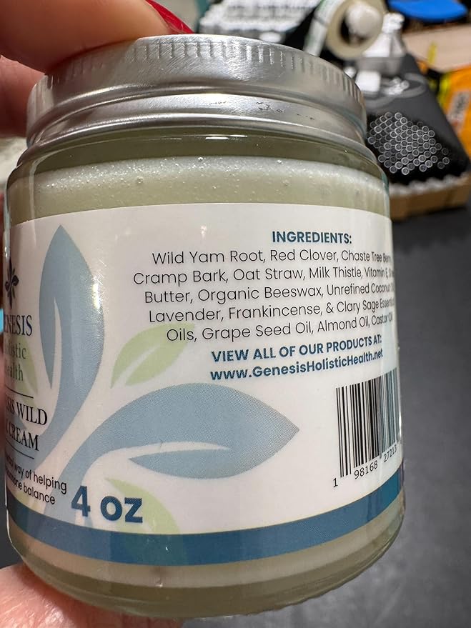 Genesis Wild Yam Root Cream, Organic Balancing Cream for Women, Deep Nourishment and Hydration, Made with Wild Yam Root, Chaste Tree Berry, and Red Clover, 4oz