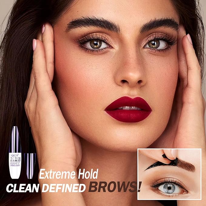 2025 New Tattoo Eyebrow Gel Easy Peel Off for Women, Upgrade Eyebrow Tattoo Peel Off, Transfer-proof Eyebrow Gels Waterproof for All Skin Types (Brown)