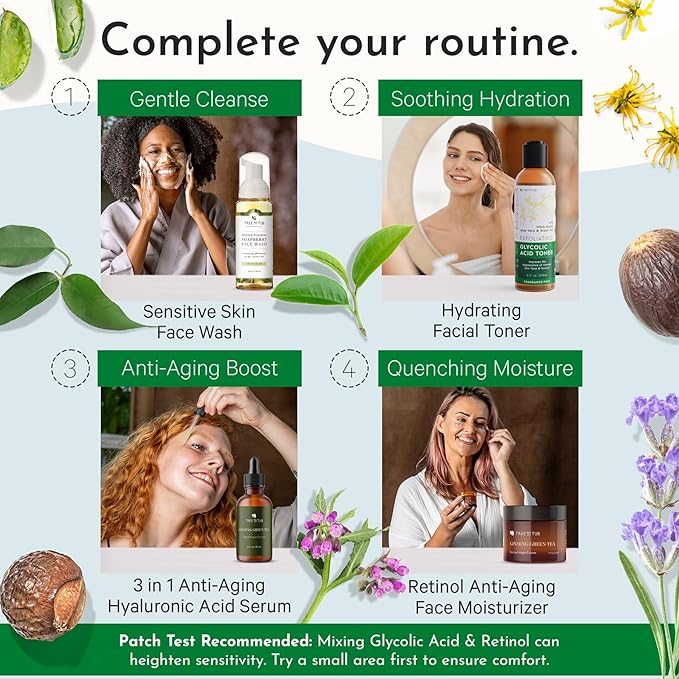 Tree To Tub Glycolic Acid Toner for Face w/Witch Hazel & Hydrating Aloe Vera for Smooth Skin - Minimizes Appearance of Fine Lines & Brightens - Vegan Exfoliating Toner for Women & Men