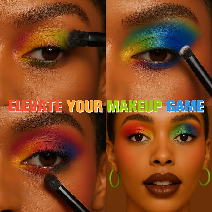 UCANBE Halloween Makeup Palette, 15 Colors Matte Black White Red Blue Green Purple Pink Eye Shadow, High Pigmented Blendable Bright & Dark Shade Pallet for Cosplay SFX Costume Stage Parties