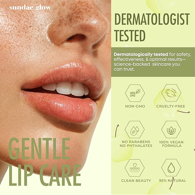 Apple, Pear, Cherry & Mint Lip Mask and Scrub - Dermatologist Tested, Hydrating & Exfoliating, Korean Skin Care, Nourishes, Softens & Brightens Lips - Vegan & Natural - 1 Pack