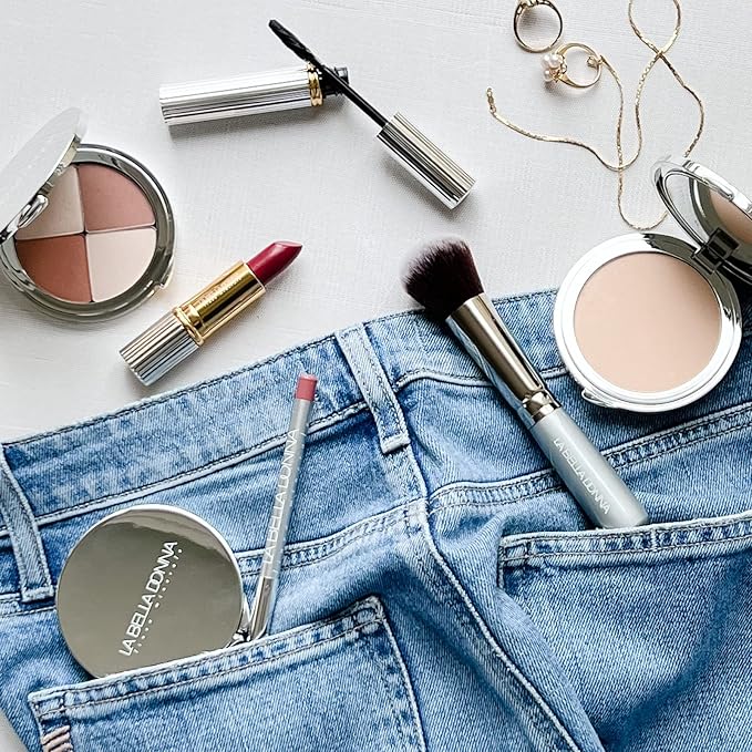 La Bella Donna Compressed Mineral Foundation - Face Powder Makeup Natural Looking Glowing Skin Wrinkle Defying Mattifying Finish Contour Makeup Long Lasting Full Coverage Sun Kissed Tan (Mahogany)