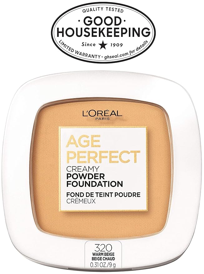 L'Oreal Paris Age Perfect Creamy Powder Foundation Compact, 320 Warm Beige, 0.31 Ounce