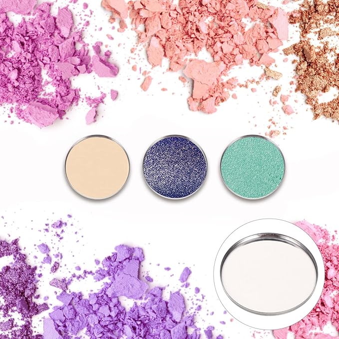 20pcs Metal Makeup Eyeshadow Jars Pan Palettes Tin Lipstick Foundation Single Holder Watercolor Eye Tray Steel Round Blush Pans Magnetic Cosmetic Plate Empty Pigment for