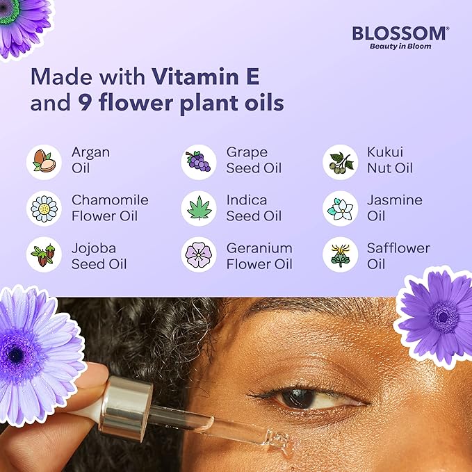 Blossom All Natural Organic Cruelty Free Moisturizing Eye Serum with Essential Oils, Infused with Real Flowers, Made in USA, 0.5 fl. oz., Fall Medley