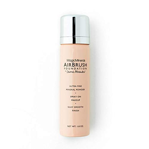 Jerome Alexander MagicMinerals AirBrush Foundation, Spray Makeup with Skincare Active Ingredients, Ultra-Light, Buildable, Full Coverage Formula (Light Medium)