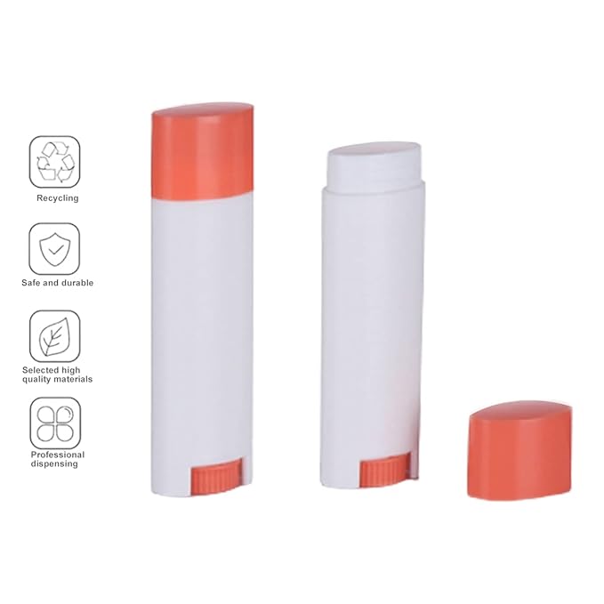 5ml 100Pcs Empty Oval Deodorant Lip balm Tubes Containers Twist-up Refillable Containers for Lipstick,Chapstick,Homemade Lip balm,DIY Deodorants(Pink White)