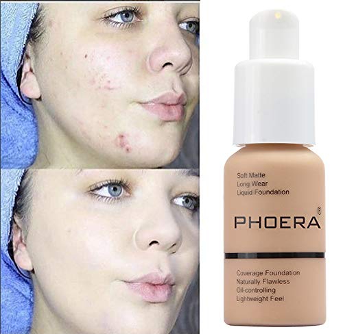 PHOERA Foundation, Flawless Soft Matte Liquid Foundation Makeup for Women. (107# Hone)
