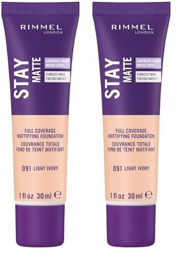 Rimmel Stay Matte Foundation, Ivory, 1 Fluid Ounce (Pack of 2)