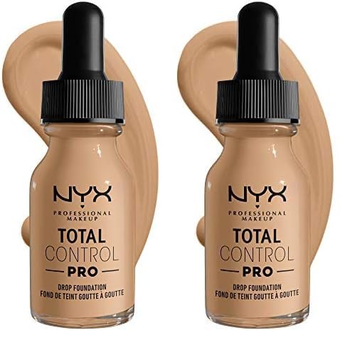 NYX PROFESSIONAL MAKEUP Total Control Pro Drop Foundation, Skin-True Buildable Coverage - Buff (Pack of 2)