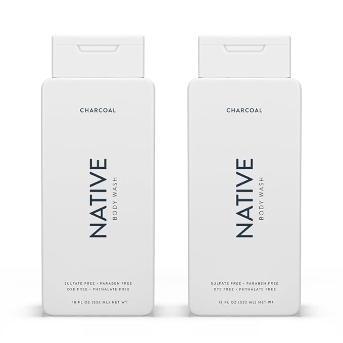 Native Body Wash Contains Naturally Derived Ingredients | For Women & Men, Sulfate, Dye, & Paraben Free Leaving Skin Soft and Hydrated | Charcoal 18 oz - 2 Pk