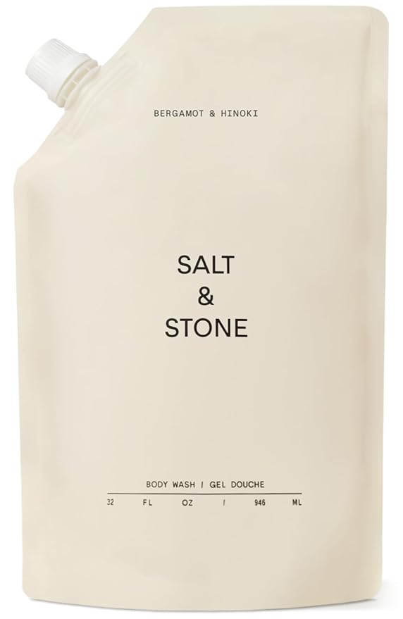 Salt & Stone Body Wash with Antioxidants for Deep Moisture | For Women & Men, Sulfate, Paraben, & Dye Free, Leaving Skin Soft and Hydrated | Bergamot & Hinoki 32 fl oz