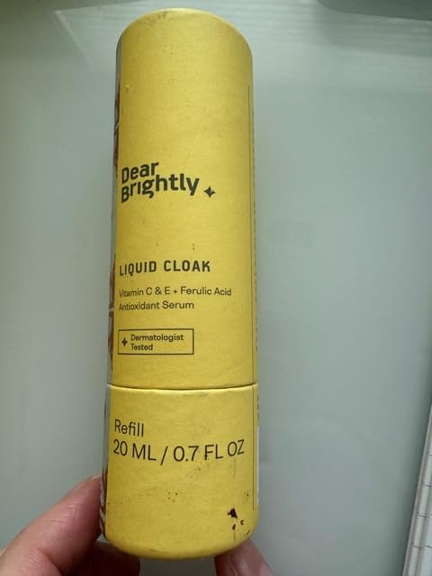 Vitamin C Serum Refill with Ferulic Acid and Vitamin E for Glowing Radiant Skin by Dear Brightly, Face Brightening, Facial Serum for Sensitive Skin, Refillable Glass Bottle, 0.7 fl oz