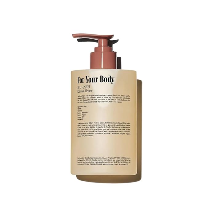 Nécessaire The Body Wash Olibanum. Natural Body Wash for Women + Men. Radiance Cleanse. Multi-Enzyme Gel Cleanser for Dull Skin. Notes of Vanilla, Fig Leaf, and Cassis Buds. 16.9 Fl Oz.