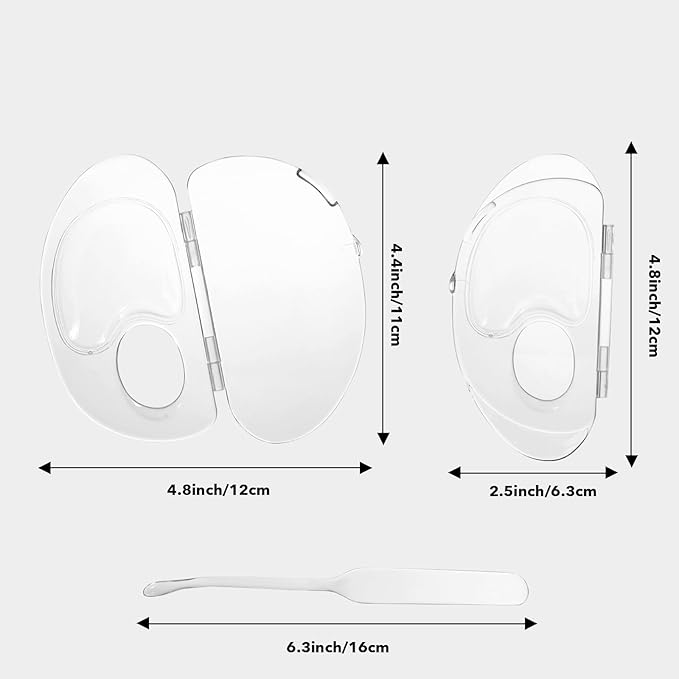 Acrylic Cosmetic Makeup Palette,2 in 1 Makeup Mixing Palette with Foundation Spatula and Storage Pigment,Handheld Makeup Mixing Tray,Makeup Plate for Foundation Eye Shadow Nail Art (A-Clear)