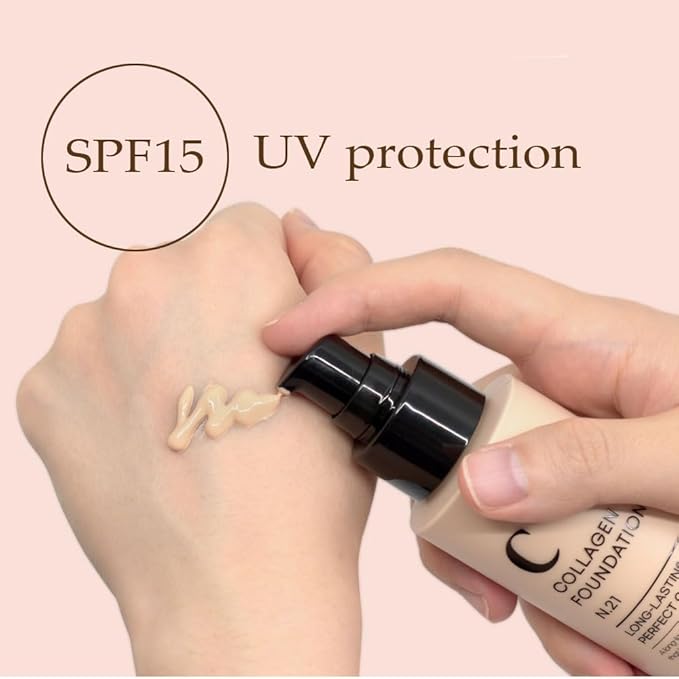 PS.PRETTYSKIN Collagen foundation for women, Long-Lasting Perfect Cover UV protection SPF15, Korean makeup with Titanium Dioxide 100ml/3.38fl.oz. (#23)