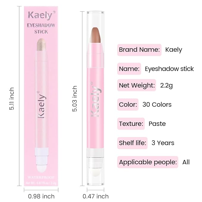 Kaely 2in1 Cream Eye Shadow Brightener Sticks for Eyes, Pencil Eyeshadow Applicator Stick Waterproof Pigmented, Eye Shadow Palette Highlighter Makeup, sombras para ojos, 22 Stone Matte