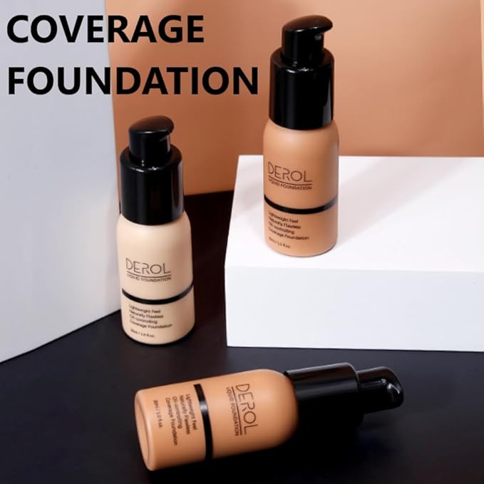 Foundation Full Coverage Liquid Foundation Cream - Lightweight Concealer - Suitable for All Skin Types (ivory white 02)