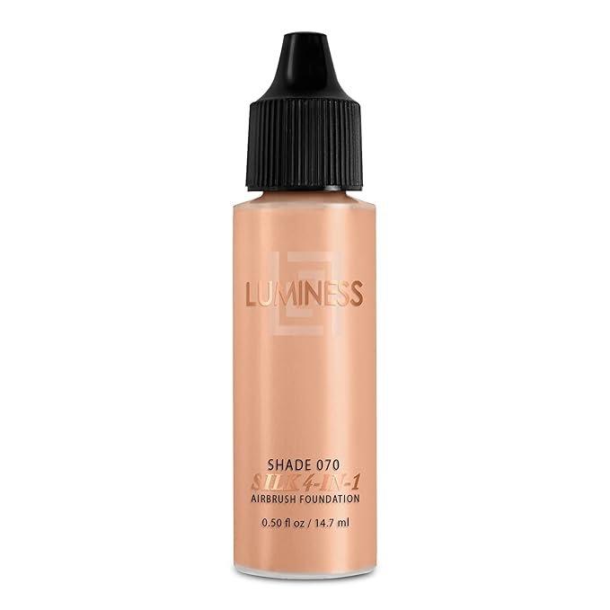 Luminess Air Silk 4-In-1 Airbrush Foundation- Foundation, Shade 070 (.5 Fl Oz) - Sheer to Medium Coverage - Anti-Aging Formula Hydrates and Moisturizes - Professional Makeup Kit for Cordless Air Brush