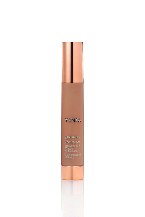 YENSA Super Silk Foundation - Full Coverage, Age-defying complex of Vitamin C, E, Ferulic, and Bakuchiol Oil (Deep 2) 1.0 fl oz