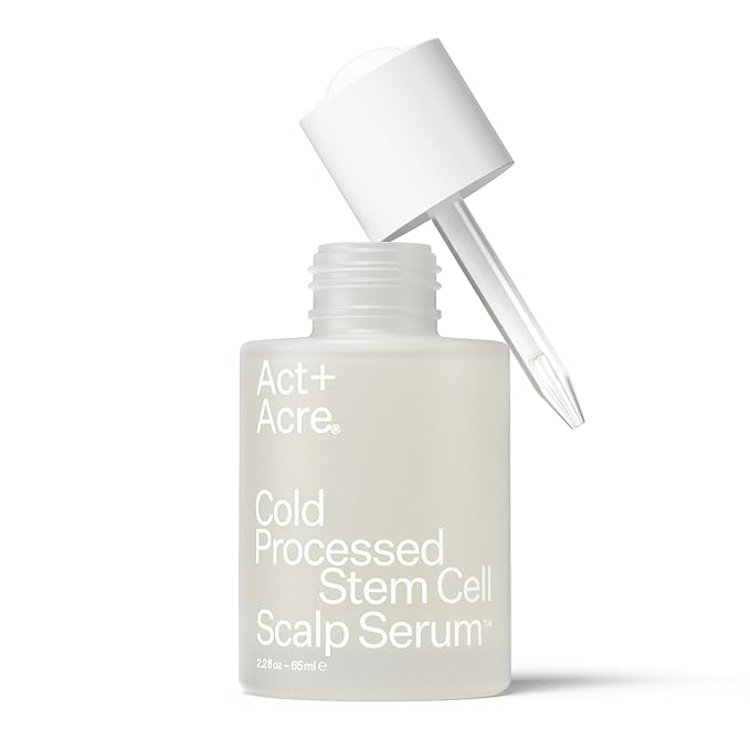 Act+Acre Cold Processed Stem Cell Scalp Serum | For Thicker, Fuller Looking Hair | Apple Stem Cells, Bamboo Extract, Aloe Vera | Strengthen, Hydrate, Reduce Shedding | Vegan, Color Safe | 2.2 Fl Oz