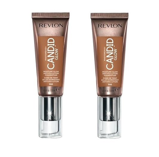 Pack of 2 Revlon Photoready Candid Glow Moisture Glow Anti-Pollution Foundation, Mocha 550