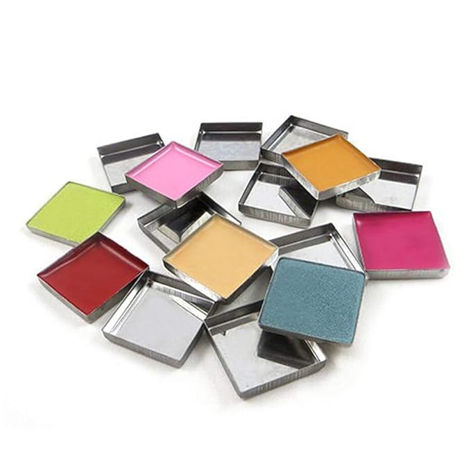 30 Pieces Empty Square Metal Tin Palette Pans Empty Square Metal Pans Cosmetic Eyeshadow Pans for Eyeshadow Palette Magnetic Makeup Palette, 26mm Wide 3.5mm Height