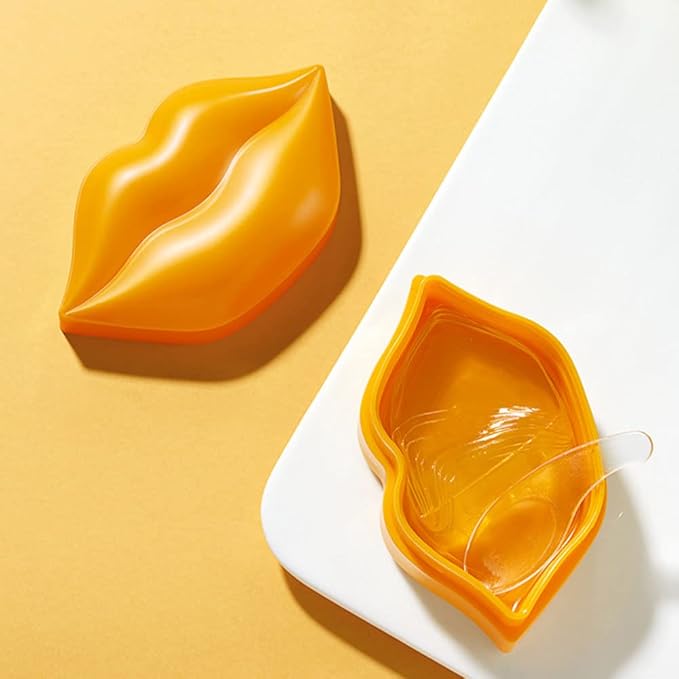 20Pcs Moisturizing Lip Mask, Restores Moisture Lip Care Mask for Dry Lips and Lip Lines Lips Overnight Lip Care, Gel Treatment Lip Masks Plumping Lips Mask (Yellow)