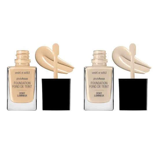 wet n wild Photo Focus Dewy Liquid Foundation Makeup Soft Beige & Nude Ivory