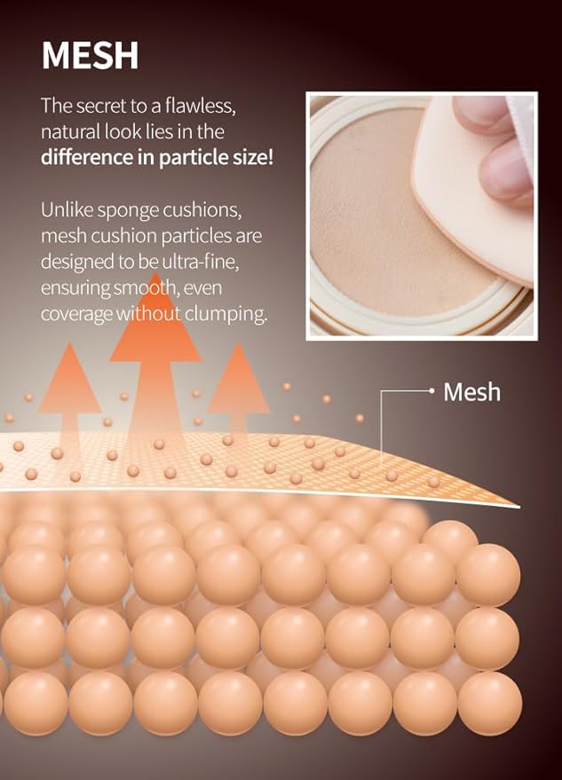 Mesh tight up cushion foundation 01 refill, light beige, Korean compact foundation, natural coverage, glow, sweat proof makeup, long lasting, all skin type
