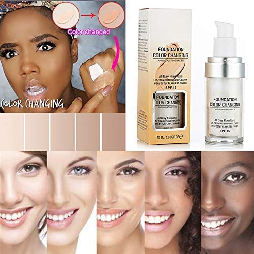 TLM Concealer Cover Cream, Flawless Colour Changing Foundation Makeup, Warm Skin Tone Foundation liquid Base Nude Face Moisturizing Liquid Cover Concealer for Women and Girls