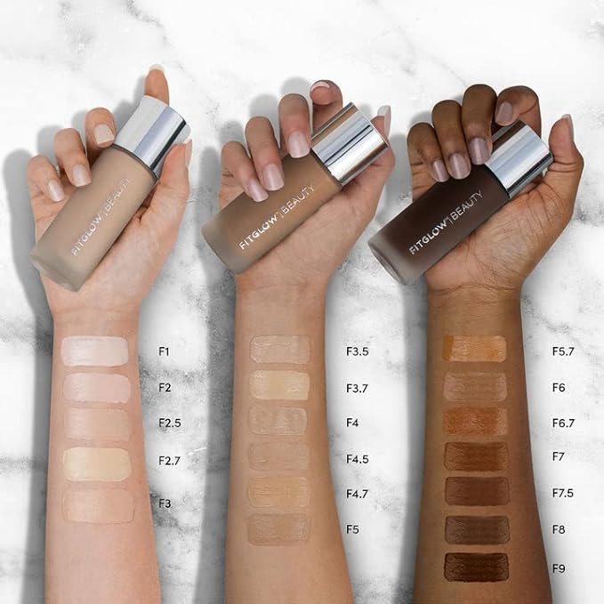 Fitglow Beauty - Natural Foundation+ Photo-Filtering Foundation | Vegan, Woman-Owned Clean Beauty (F3.5 - Medium, Neutral Undertones)
